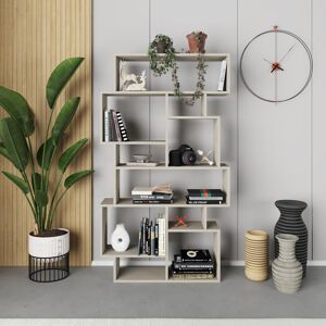 Zipcode Design Sandra Bookcase Asymmetric Freestanding Bookcase with 10 Compartments Sandstone 427.99cm H X 243.84cm W X 64.77cm D Zipcode Design Sandra Bookcase Asymmetric Freestanding Bookcase with 10 Compartments Sandstone 427.99cm H X 243.84cm W X 64.77cm D