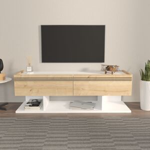 17 Stories Kollen TV Stand for TVs up to 55" White/Light Brown 55" 17 Stories Kollen TV Stand for TVs up to 55" White/Light Brown 55"