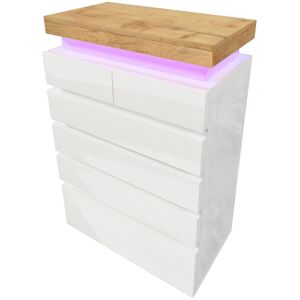 Metro Chest Of Drawers With 5 Drawers And Led,white White 115cm H X 73cm W X 39cm D Metro Chest Of Drawers With 5 Drawers And Led,white White 115cm H X 73cm W X 39cm D