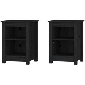 Rosalind Wheeler Damarri Bedside Cabinets 2 Pcs White 40X35x55 Cm Solid Wood Pine Black 139.7cm H X 40cm W X 88.9cm D Rosalind Wheeler Damarri Bedside Cabinets 2 Pcs White 40X35x55 Cm Solid Wood Pine Black 139.7cm H X 40cm W X 88.9cm D