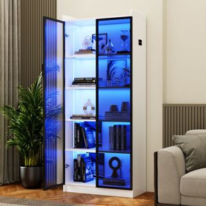 Metro Display Cabinet With Human Sensor Function And Lighting, Display Cabinet With 5-Tier Storage Shelves White 165cm H X 70cm W X 35cm D Metro Display Cabinet With Human Sensor Function And Lighting, Display Cabinet With 5-Tier Storage Shelves White 165cm H X 70cm W X 35cm D