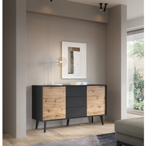 George Oliver Willow Large Sideboard Cabinet With Drawers Oak Artisan/Black Matte 83cm H X 154cm W X 39cm D George Oliver Willow Large Sideboard Cabinet With Drawers Oak Artisan/Black Matte 83cm H X 154cm W X 39cm D