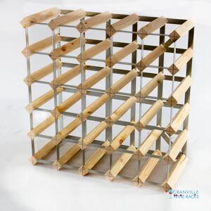 Symple Stuff Ollerton 30 Bottle Wine Rack Natural Pine / Galvanised Steel 52cm H X 52cm W X 23cm D Symple Stuff Ollerton 30 Bottle Wine Rack Natural Pine / Galvanised Steel 52cm H X 52cm W X 23cm D