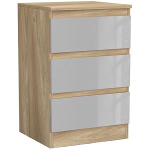 17 Stories Gloss 3 Drawer Skagen High Wooden Bedroom Chest Cabinet No Handle Drawer Storage Oak/Grey 61.5cm H X 40cm W X 35cm D 17 Stories Gloss 3 Drawer Skagen High Wooden Bedroom Chest Cabinet No Handle Drawer Storage Oak/Grey 61.5cm H X 40cm W X 35cm D