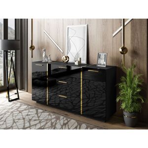 Canora Grey Aleece 3 Drawer 158Cm W Combi Chest Black 81cm H X 158cm W X 41.3cm D Canora Grey Aleece 3 Drawer 158Cm W Combi Chest Black 81cm H X 158cm W X 41.3cm D