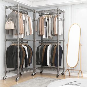 Rebrilliant Ginjiro 60cm W Rolling Clothes Racks Grey 23cm L Rebrilliant Ginjiro 60cm W Rolling Clothes Racks Grey 23cm L