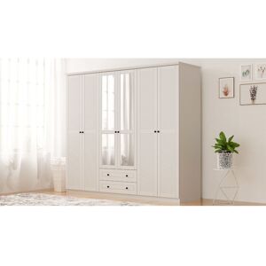 Lark Manor Kaylah Kaylah 6 Door Wardrobe White 184cm H X 210cm W X 52cm D Lark Manor Kaylah Kaylah 6 Door Wardrobe White 184cm H X 210cm W X 52cm D