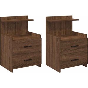 Alpen Home Bedside Cabinets 2 Pcs With 2 Drawers 40X36.5X62 Cm Brown Oak 62cm H X 40cm W X 36.5cm D Alpen Home Bedside Cabinets 2 Pcs With 2 Drawers 40X36.5X62 Cm Brown Oak 62cm H X 40cm W X 36.5cm D
