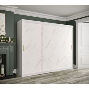 Brayden Studio Almantas Manufactured Wood Wardrobe White Matt/White Marble 200cm H x 250cm W x 62cm D Brayden Studio Almantas Manufactured Wood Wardrobe White Matt/White Marble 200cm H x 250cm W x 62cm D