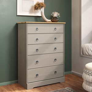 Breakwater Bay Solid Wood 5 - Drawer Rectangle Accent Chest Grey 103.9cm H X 75.7cm W X 36.8cm D Breakwater Bay Solid Wood 5 - Drawer Rectangle Accent Chest Grey 103.9cm H X 75.7cm W X 36.8cm D