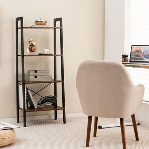 Borough Wharf 4-Tier Ladder Bookshelf Industrial Bookcase Storage Shelving Unit Anti Tipping Brown 138cm H X 56cm W X 32cm D Borough Wharf 4-Tier Ladder Bookshelf Industrial Bookcase Storage Shelving Unit Anti Tipping Brown 138cm H X 56cm W X 32cm D