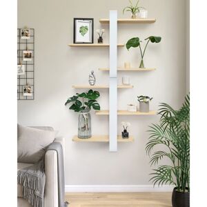 Latitude Run White & Wood Adjustable Pine Floating Shelves Set of 3 50cm Solid Wood Wall Storage Unit for Bedroom, Living Room & Bathroom Multi Functional Shelving White/Natural Wood Latitude Run White & Wood Adjustable Pine Floating Shelves Set of 3 50cm Solid Wood Wall Storage Unit for Bedroom, Living Room & Bathroom Multi Functional Shelving White/Natural Wood