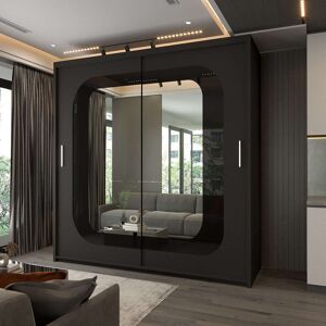 Latitude Run Czechia Sliding Mirror Wardrobe – 150cm & 203cm Options Black (Black Strip) 217cm H x 150cm W x 62cm D Latitude Run Czechia Sliding Mirror Wardrobe – 150cm & 203cm Options Black (Black Strip) 217cm H x 150cm W x 62cm D