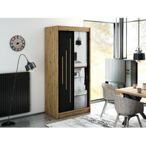 Union Rustic Limnia 2 Door Manufactured Wood Wardrobe Artisan/Black Matte 200 H x 100 W x 62 D cm Union Rustic Limnia 2 Door Manufactured Wood Wardrobe Artisan/Black Matte 200 H x 100 W x 62 D cm