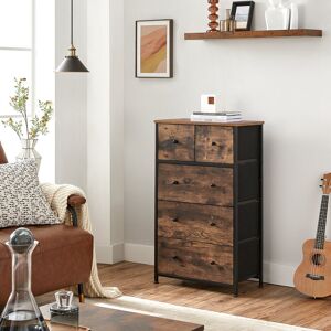 Borough Wharf Chest Of Drawers, Fabric 5-Drawer Storage Organiser Unit, Dresser, For Living Room, Hallway, Nursery Rustic Brown/Classic Black Borough Wharf Chest Of Drawers, Fabric 5-Drawer Storage Organiser Unit, Dresser, For Living Room, Hallway, Nursery Rustic Brown/Classic Black