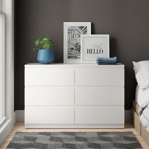 17 Stories Cunha 6 - Drawer Wide Chest of Drawers, Large Dresser & Storage Cabinet White 77cm H X 120cm W X 40cm D 17 Stories Cunha 6 - Drawer Wide Chest of Drawers, Large Dresser & Storage Cabinet White 77cm H X 120cm W X 40cm D