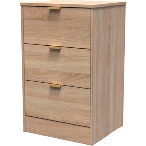 Brayden Studio Atsumi 3 Drawer Bedside Cabinet With Gold Handles (Ready Assembled) Bardolino Oak 73cm H X 45cm W X 40cm D Brayden Studio Atsumi 3 Drawer Bedside Cabinet With Gold Handles (Ready Assembled) Bardolino Oak 73cm H X 45cm W X 40cm D