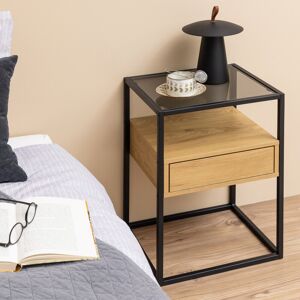 Borough Wharf Alhareth Solid + Manufactured Wood Bedside Table Black/Brown 60cm H X 40cm W X 35cm D Borough Wharf Alhareth Solid + Manufactured Wood Bedside Table Black/Brown 60cm H X 40cm W X 35cm D