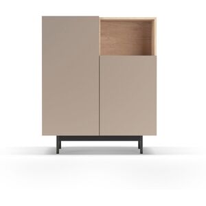 Brayden Studio Storage Cabinet Made Of Melamine And Metal With Two Doors, PRINTED Collection Light Oak/Taupe/Black 110cm H X 90cm W X 34cm D Brayden Studio Storage Cabinet Made Of Melamine And Metal With Two Doors, PRINTED Collection Light Oak/Taupe/Black 110cm H X 90cm W X 34cm D