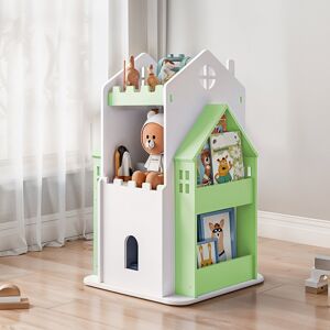 Harriet Bee 3-Tier Castle Kids Rotating Bookshelf White + Green 75cm H X 1cm W X 45cm D Harriet Bee 3-Tier Castle Kids Rotating Bookshelf White + Green 75cm H X 1cm W X 45cm D
