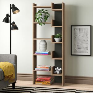 Zipcode Design Kara 5-Tier Freestanding Bookcase for Home and Office Storage Oak/Anthracite 162cm H x 61cm W x 22cm D Zipcode Design Kara 5-Tier Freestanding Bookcase for Home and Office Storage Oak/Anthracite 162cm H x 61cm W x 22cm D