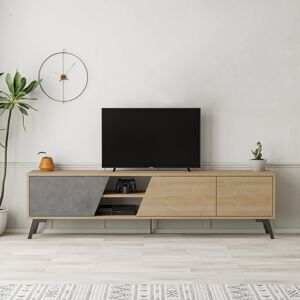 Ivy Bronx Ling 180 cm Wide Modern TV Stand Stylish Entertainment Unit for Contemporary Living Rooms Retro Grey/Oak 75" Ivy Bronx Ling 180 cm Wide Modern TV Stand Stylish Entertainment Unit for Contemporary Living Rooms Retro Grey/Oak 75"