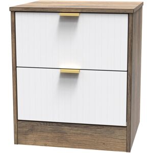 Canora Grey Barriner 2 Drawer Bedside Cabinet With Gold Handles (Ready Assembled) White Matt/Vintage Oak 53cm H X 45cm W X 40cm D Canora Grey Barriner 2 Drawer Bedside Cabinet With Gold Handles (Ready Assembled) White Matt/Vintage Oak 53cm H X 45cm W X 40cm D