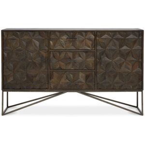 Latitude Vive Amelie-Mai 141 Cm Wide 3 Drawer Mango Solid Wood Sideboard Grey/Brown 86cm H X 141cm W X 41cm D Latitude Vive Amelie-Mai 141 Cm Wide 3 Drawer Mango Solid Wood Sideboard Grey/Brown 86cm H X 141cm W X 41cm D