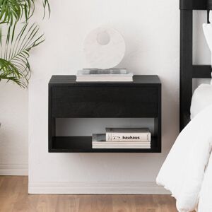 Alpen Home Halya Solid Wood Bedside Table Floating Nightstand Black 31.5cm H X 51cm W X 33cm D Alpen Home Halya Solid Wood Bedside Table Floating Nightstand Black 31.5cm H X 51cm W X 33cm D