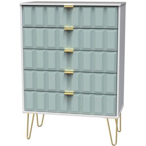 Canora Grey Fully Assembled Aliannah 5 - Drawer Chest of Drawers Duck Matt/White 107.5cm H X 76.5cm W X 41.5cm D Canora Grey Fully Assembled Aliannah 5 - Drawer Chest of Drawers Duck Matt/White 107.5cm H X 76.5cm W X 41.5cm D