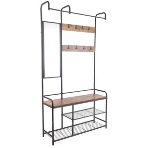 Borough Wharf Entryway Hallway Coat Hanger Stand & Shoe Bench Storage Display Rack with Mirror Black/Rustic Oak 31cm L Borough Wharf Entryway Hallway Coat Hanger Stand & Shoe Bench Storage Display Rack with Mirror Black/Rustic Oak 31cm L