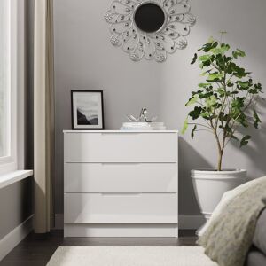 Ebern Designs Milan 3 Drawer Chest in White Gloss & White (Ready Assembled) White 70cm H X 74cm W X 39cm D Ebern Designs Milan 3 Drawer Chest in White Gloss & White (Ready Assembled) White 70cm H X 74cm W X 39cm D