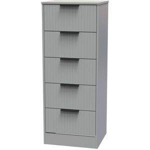 Brayden Studio Atsumi 5 Drawer Tall Bedside Cabinet With Black Handles (Ready Assembled) Dusk Grey 113cm H X 45cm W X 40cm D Brayden Studio Atsumi 5 Drawer Tall Bedside Cabinet With Black Handles (Ready Assembled) Dusk Grey 113cm H X 45cm W X 40cm D