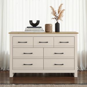 17 Stories Limestone 7 - Drawer Chest of Drawers Natural 76.6cm H X 119cm W X 35.3cm D 17 Stories Limestone 7 - Drawer Chest of Drawers Natural 76.6cm H X 119cm W X 35.3cm D