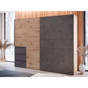 17 Stories 2 Door Sliding Wardobe with shelf and clothes rail, 249cm W x 201cm H x 61cm D Matte Black 200.5cm H X 249cm W X 61cm D 17 Stories 2 Door Sliding Wardobe with shelf and clothes rail, 249cm W x 201cm H x 61cm D Matte Black 200.5cm H X 249cm W X 61cm D