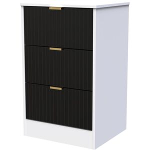 Brayden Studio Atsumi 3 Drawer Bedside Cabinet With Gold Handles (Ready Assembled) Deep Black/White Matt 73cm H X 45cm W X 40cm D Brayden Studio Atsumi 3 Drawer Bedside Cabinet With Gold Handles (Ready Assembled) Deep Black/White Matt 73cm H X 45cm W X 40cm D