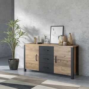 Rio Monango 147 Cm Wide 3 Drawer Sideboard Appenzeller Spurce/Black Mat 79cm H X 147cm W X 43cm D Rio Monango 147 Cm Wide 3 Drawer Sideboard Appenzeller Spurce/Black Mat 79cm H X 147cm W X 43cm D