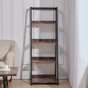 Borough Wharf 5-Tier Industrial Wooden Shelf Ladder Bookcase Black;Brown 140.5cm H X 50cm W X 44cm D Borough Wharf 5-Tier Industrial Wooden Shelf Ladder Bookcase Black;Brown 140.5cm H X 50cm W X 44cm D