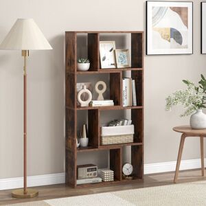 17 Stories 5-Tier Geometric Bookshelf With 8 Cubes Floor Standing Open Display Brown 120cm H X 60cm W X 20cm D 17 Stories 5-Tier Geometric Bookshelf With 8 Cubes Floor Standing Open Display Brown 120cm H X 60cm W X 20cm D