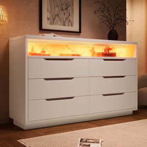 Metro 6-drawer Chest Of Drawers With Led White White 85cm H X 120cm W X 40cm D Metro 6-drawer Chest Of Drawers With Led White White 85cm H X 120cm W X 40cm D