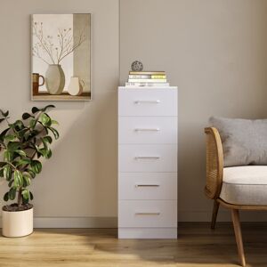 17 Stories Sumrah 5 DRAWER NARROW CHEST White 90.5cm H X 35cm W X 36cm D 17 Stories Sumrah 5 DRAWER NARROW CHEST White 90.5cm H X 35cm W X 36cm D