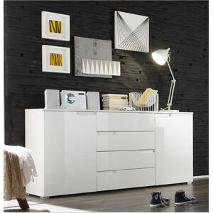 Latitude Run Arctic Elegance White High Gloss Wide Sideboard Cabinet Storage Unit With 4 Drawers & 2 Doors Perfect For Living & Dining Room 80.4cm H X 165cm W X 40.4cm D Latitude Run Arctic Elegance White High Gloss Wide Sideboard Cabinet Storage Unit With 4 Drawers & 2 Doors Perfect For Living & Dining Room 80.4cm H X 165cm W X 40.4cm D