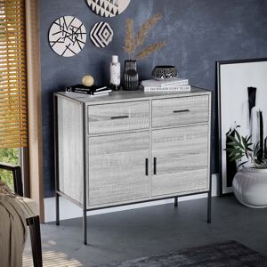Borough Wharf Sylvie 2 Drawer, 2 Door Industrial Rustic Sideboard Cabinet For Living & Dining Room Grey 79.5cm H X 83cm W X 40cm D Borough Wharf Sylvie 2 Drawer, 2 Door Industrial Rustic Sideboard Cabinet For Living & Dining Room Grey 79.5cm H X 83cm W X 40cm D