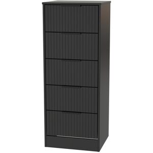 Brayden Studio Atsumi 5 Drawer Tall Bedside Cabinet With Black Handles (Ready Assembled) Deep Black/Black Matt 113cm H X 45cm W X 40cm D Brayden Studio Atsumi 5 Drawer Tall Bedside Cabinet With Black Handles (Ready Assembled) Deep Black/Black Matt 113cm H X 45cm W X 40cm D
