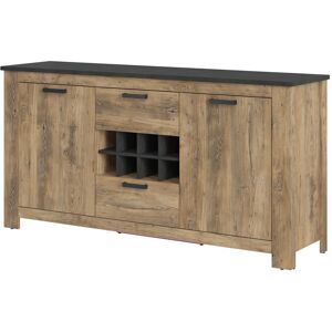 Gracie Oaks Heaven 176.2 Cm Wide 2 Drawer Sideboard Black;Oak 89.7cm H X 176.2cm W X 46cm D Gracie Oaks Heaven 176.2 Cm Wide 2 Drawer Sideboard Black;Oak 89.7cm H X 176.2cm W X 46cm D