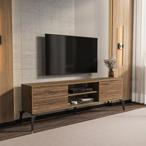 Metro Lojo Modern Tv Stand with Storage and Open Shelves Brown 52cm H x 130cm L x 29.5cm W Metro Lojo Modern Tv Stand with Storage and Open Shelves Brown 52cm H x 130cm L x 29.5cm W