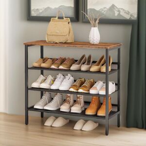 Borough Wharf 15 Pair Shoe Rack 4 Tier Industrial Rustic Brown Shoe Storage Entryway Hallway Furniture Black;Rustic Brown 15 Borough Wharf 15 Pair Shoe Rack 4 Tier Industrial Rustic Brown Shoe Storage Entryway Hallway Furniture Black;Rustic Brown 15