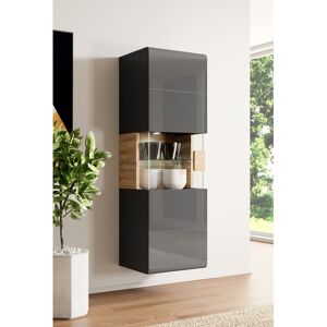 Ivy Bronx Tavis Hanging Display Cabinet Anthracite / Anthracite Gloss - Grandson Oak 159cm H X 53cm W X 39cm D Ivy Bronx Tavis Hanging Display Cabinet Anthracite / Anthracite Gloss - Grandson Oak 159cm H X 53cm W X 39cm D