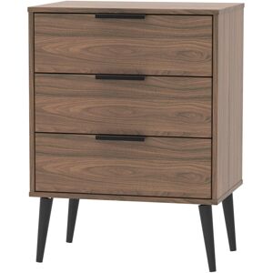 Norden Home Fully Assembled Euart 3 Drawer Chest Walnut/Black 74cm H X 57.5cm W X 39.5cm D Norden Home Fully Assembled Euart 3 Drawer Chest Walnut/Black 74cm H X 57.5cm W X 39.5cm D