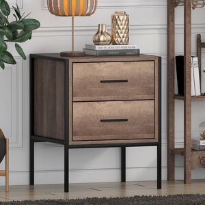 Trent Austin Design Esteban 2 Drawer Bedside Table Nightstand Cabinet. Industrial Style. Black Metal Frame. Brown 55cm H X 43cm W X 40cm D Trent Austin Design Esteban 2 Drawer Bedside Table Nightstand Cabinet. Industrial Style. Black Metal Frame. Brown 55cm H X 43cm W X 40cm D